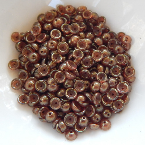 4x2mm Teacup 10 grams Beads - Rose Gold Topaz Luster- Czech Glass Beads