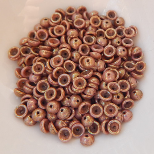 4x2mm Teacup 10 grams Beads - Opaque Rose Gold Topaz - Czech Glass Beads