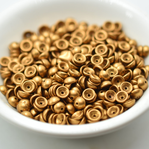 4x2mm Teacup 100 Beads - Matte Metallic Antique Gold - Czech Glass Beads