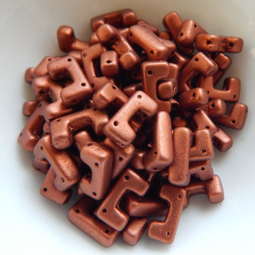 12 Beads - Telos® par Puca® Paris - Bronze Red Matte - Czech Glass