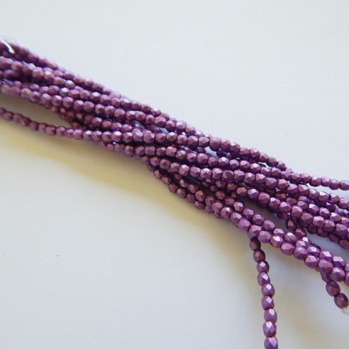 100 Beads - 2mm Fire Polished Faceted - Saturated Metallic Spring Crocus - Czech Glass