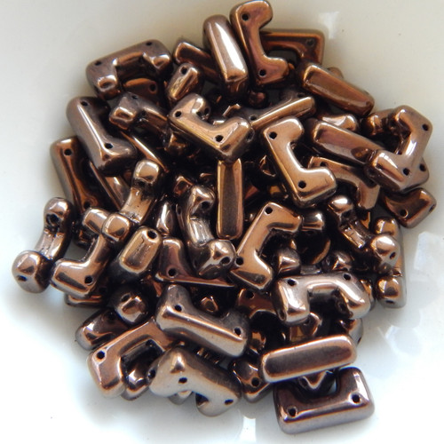 12 Beads - Telos® par Puca® Paris - Dark Bronze - Czech Glass