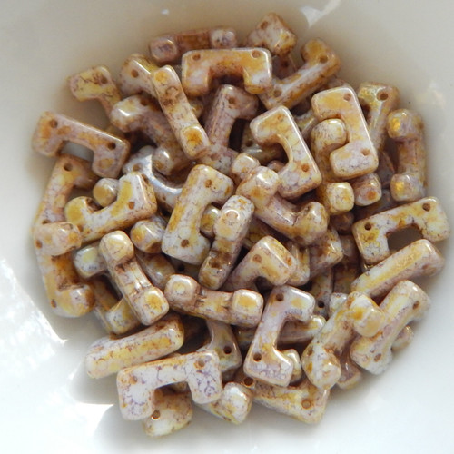 12 Beads - Telos® par Puca® Paris - Opaque Mix Rose Gold Ceramic Look - Czech Glass