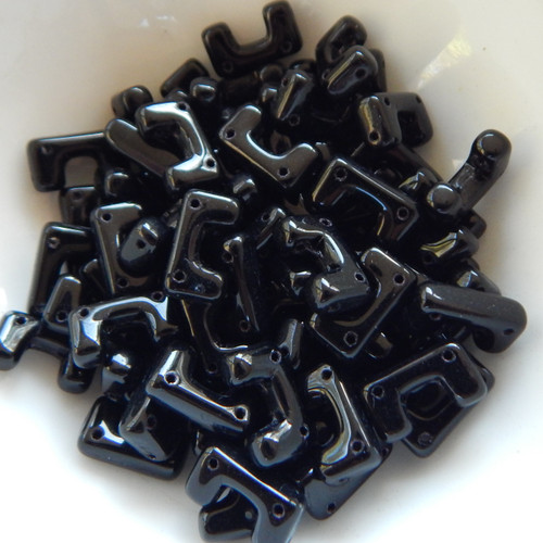 12 Beads - Telos® par Puca® Paris - Jet Black - Czech Glass