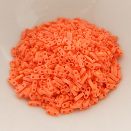 Quarter Tila Two Hole Beads Matte Opaque Orange AB 5 Grams Miyuki