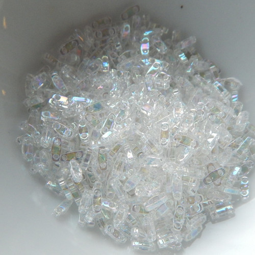 Quarter Tila Two Hole Beads Clear Transparent Rainbow 5 Grams Miyuki