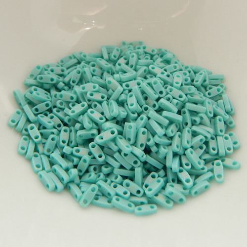 Quarter Tila Two Hole Beads Matte Opaque Turquoise Green AB 5 Grams Miyuki