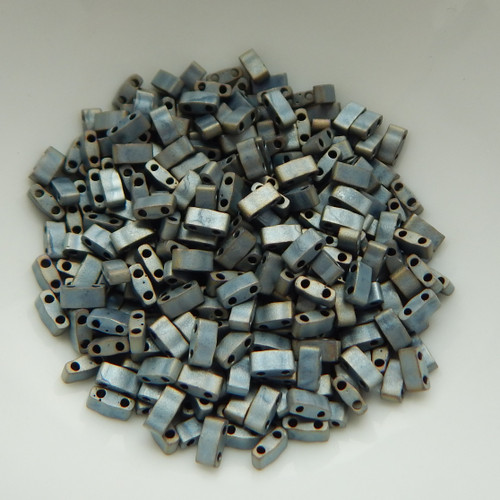 Half Tila Two Hole Beads Matte Metallic Silver Gray 5 Grams Miyuki Glass Beads No. 2002