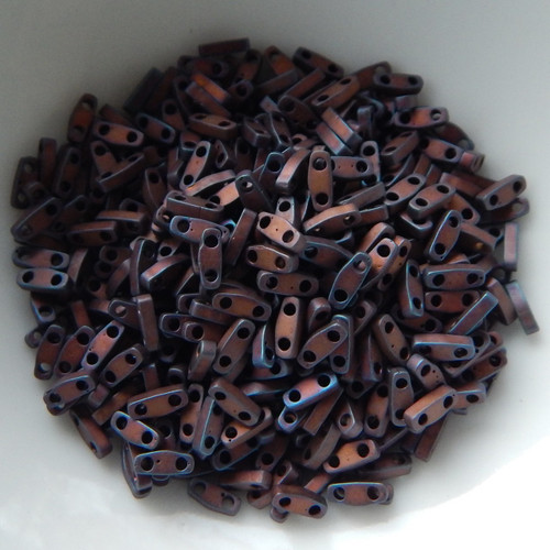 Quarter Tila Two Hole Beads Matte Metallic Dark Raspberry 5 Grams Miyuki No. 2005