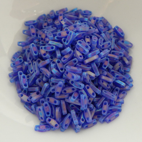 Quarter Tila Two Hole Beads Matte Cobalt AB 5 Grams Miyuki