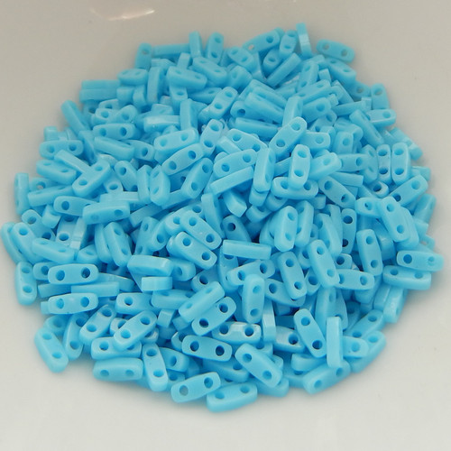 Quarter Tila Two Hole Beads Opaque Turquoise Blue 5 Grams Miyuki
