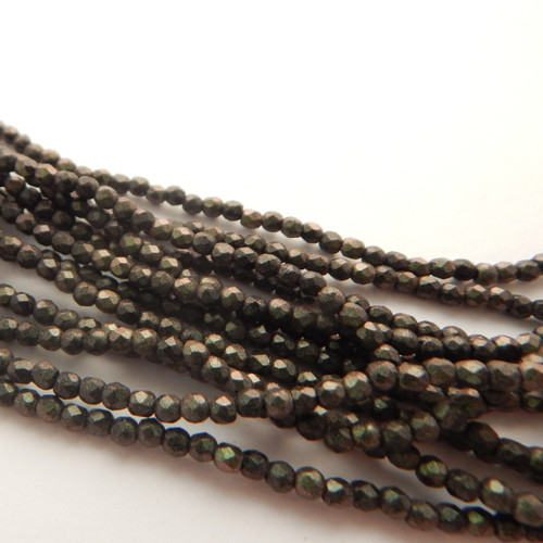 Fire Polished Faceted 2mm (100 beads) Czech Glass Polychrome Olive Mauve