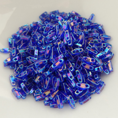 Quarter Tila Two Hole Beads Cobalt AB 5 Grams Miyuki No. 177