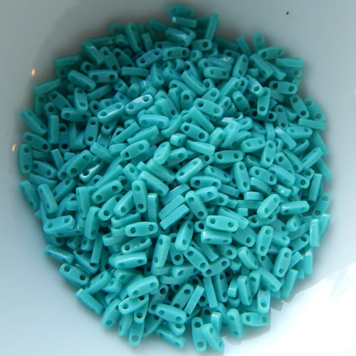 Quarter Tila Two Hole Beads opaque Turquoise 5 Grams Miyuki No. 412