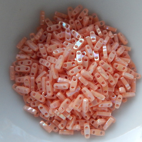 Quarter Tila Two Hole Beads Semi-Matte Opq Salmon 5 Grams Miyuki No. 596