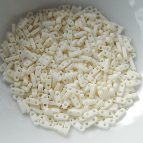 Quarter Tila Two Hole Beads Matte Opaque Cream 5 Grams Miyuki