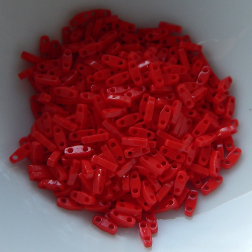 Quarter Tila Two Hole Beads Opaque Red 5 Grams Miyuki