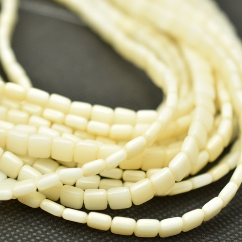 25 Beads - 6mm Tile, 2-Hole - Sueded Gold Lame' - Czech Glass
