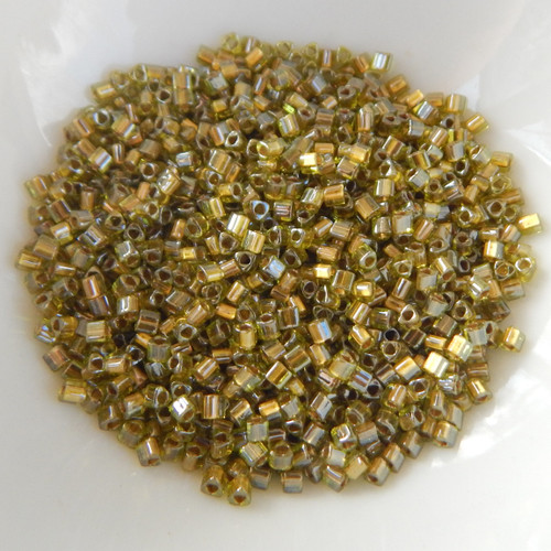 11/o TOHO Triangle Seed Beads 20 grams - Gold Lined Peridot - No. 991 Glass Beads