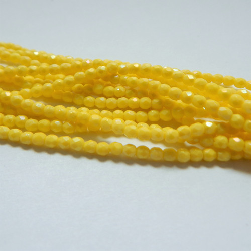 Fire Polished Faceted 2mm Czech Glass Matte Custard Iris Luster (100 beads)