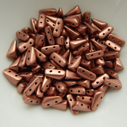 30 Beads - 5x8mm Vexolo® 2-Hole Matte Metallic Bronze Copper Czech Glass