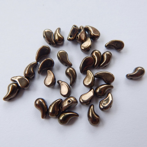 Zoliduo Left Jet Gold (30 Beads) Czech Glass
