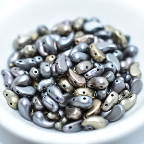 30 Beads - Zoliduo Right Zinc Iris - Czech Glass