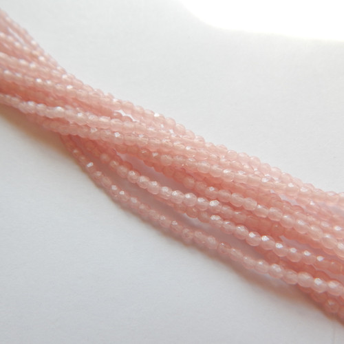 2mm (100 beads) Fire Polished Faceted - Flash Pearl Milky Pink - Czech Glass