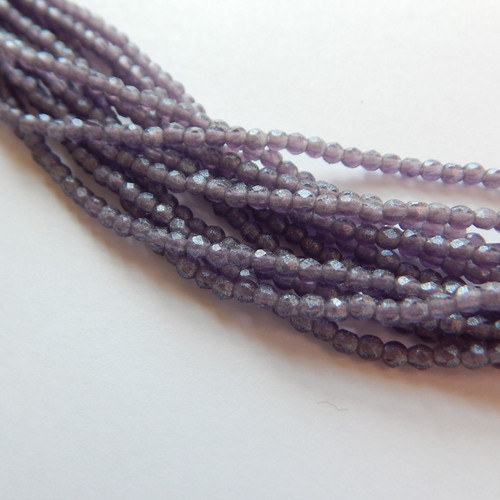 2mm (100 beads) Fire Polished Faceted - Flash Pearl Tanzanite - Czech Glass