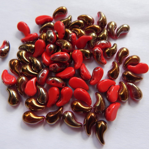 Zoliduo Right Opaque Red Valentinite (30 Beads) Czech Glass Beads
