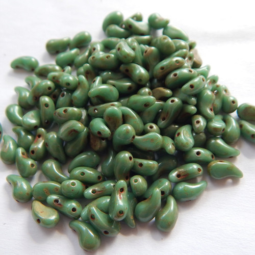 Zoliduo Right Opaque Jade Travertin (30 Beads) Czech Glass Beads