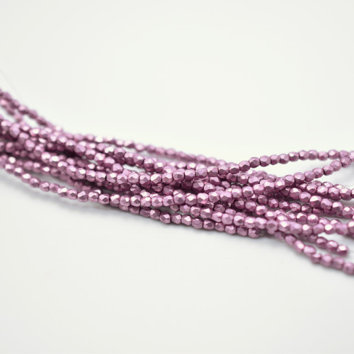 100 Beads - Fire Polished Faceted 2mm Czech Glass Sueded Gold Orchid