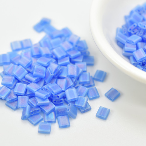 Tila 5 grams Matte Transparent Sapphire AB 2-Hole 5mm Square Miyuki Beads No. 150Fr