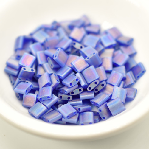 Tila 5 grams Matte Transparent Cobalt AB 2-Hole 5mm Square Miyuki Beads No. 151Fr