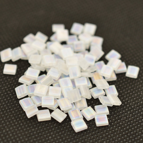Tila 5 grams Matte Transparent Crystal AB 2-Hole 5mm Square Miyuki Beads No. 131Fr