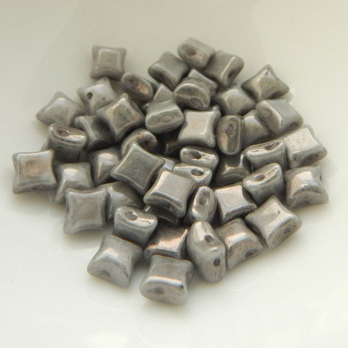 Wibeduo® (25 Beads) Chalk Grey Luster 8mm x 8mm 2-hole Czech Glass