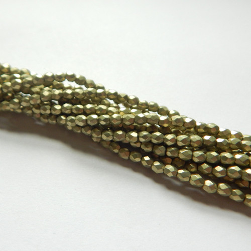 105 Beads - 2mm Fire Polished Faceted - Saturated Metallic Limelight - Czech Glass