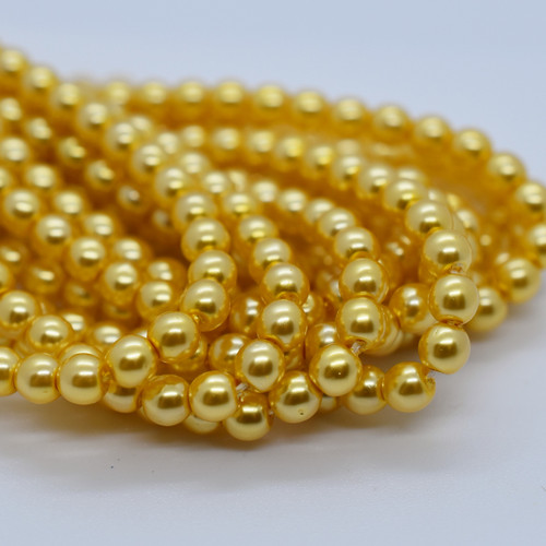 120 Beads - Sunglow - 4mm Round Czech Glass Pearl