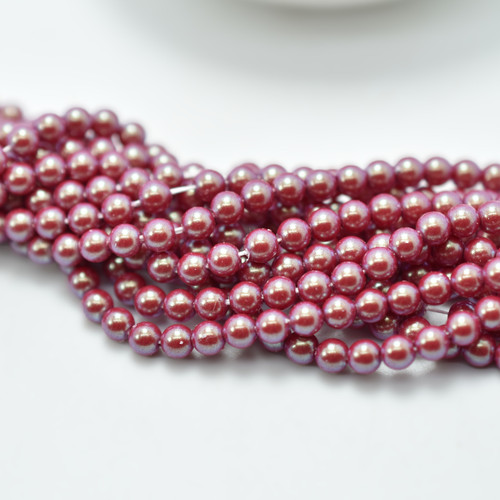 100 Beads - Pearlescent Red - 4mm Round Preciosa Maxima Czech Glass