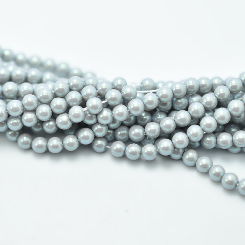 100 Beads - Pearlescent Grey - 4mm Round Preciosa Maxima Czech Glass