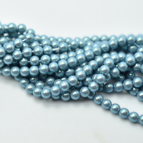 100 Beads - Pearlescent Blue - 4mm Round Preciosa Maxima Czech Glass
