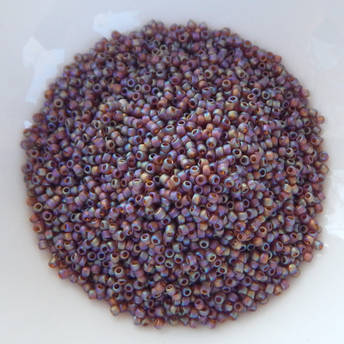 15/0 TOHO 10 grams Seed Beads - Matte Transparent Smoky Topaz Rainbow - No. 177f