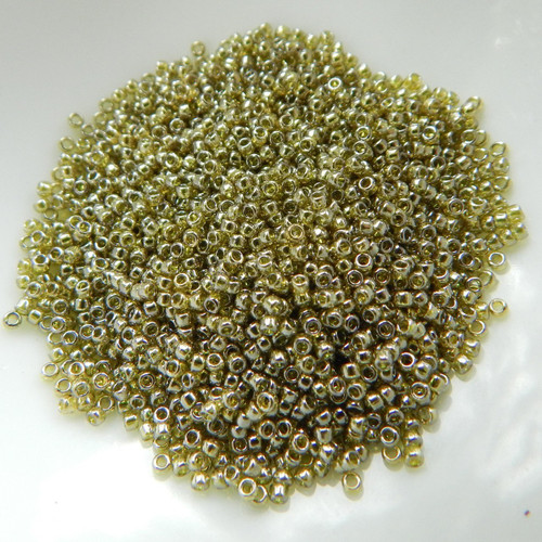 15/0 TOHO Seed Beads Gold Lustered Green Tea 10 Grams Glass Bead No. 457