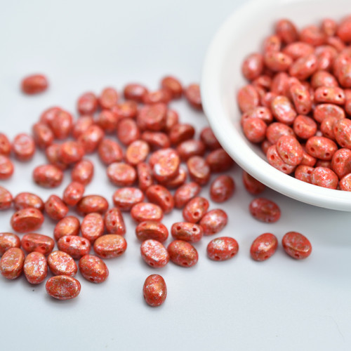 Samos® par Puca® (20 beads) 2-Hole 7x5mm Oval - Opaque Light Coral Tweedy