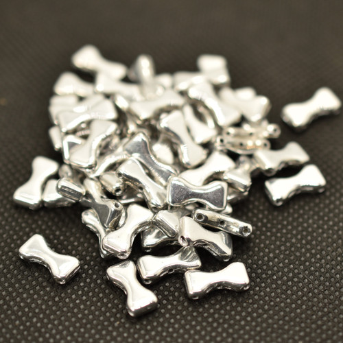 20 Beads - Bow Tie 6x12mm, Full Labrador, 3-Hole Czech Glass