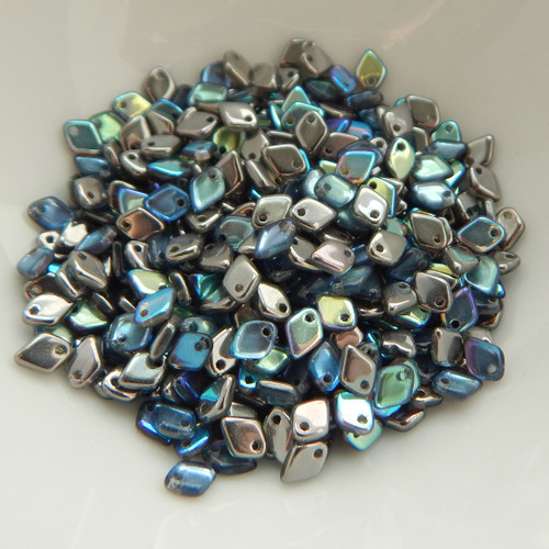 5mm Dragon® Scale Drop 5 grams Crystal Graphite Rainbow Czech Glass Beads