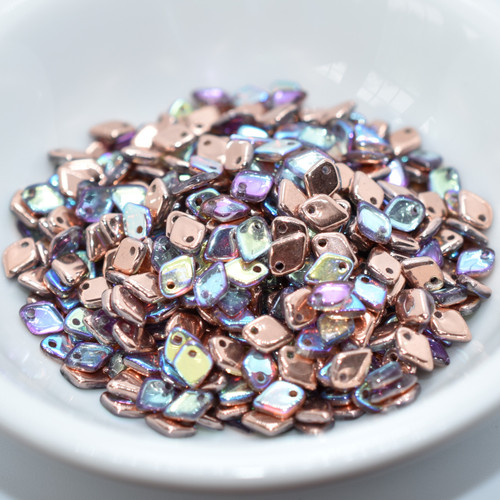 5mm Dragon® Scale Drop 5 grams Crystal Copper Rainbow Czech Glass Beads