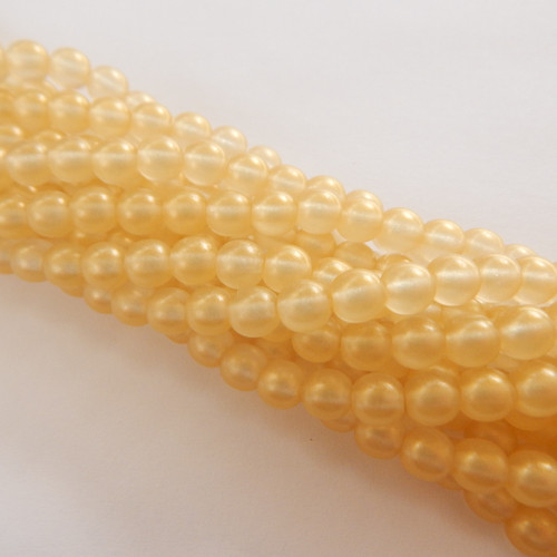 50 Beads - 6mm Druk Rounds Sueded Gold Lamé Pressed Czech Glass