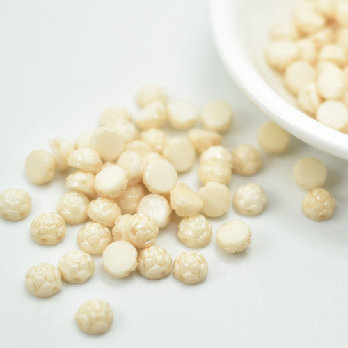 30 Beads - 6mm Rosetta, 2-Hole Cab - Chalk Champagne Luster - Czech Glass