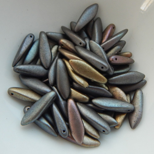 5x16mm Dagger (25 Beads) Zinc Iris Czech Glass Beads
